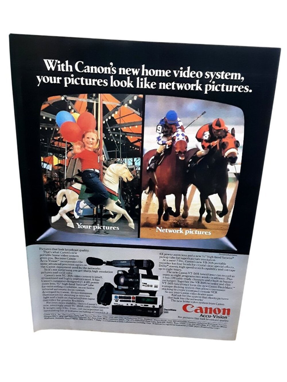 1984 Canon Accu Vision Video Camera System Ad Camcorder Vintage Print